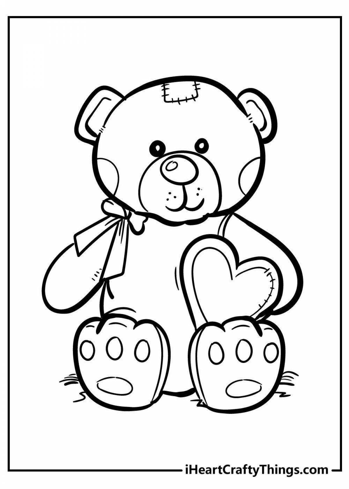 Раскраска «радостный плюшевый мишка» для детей 5-6 лет