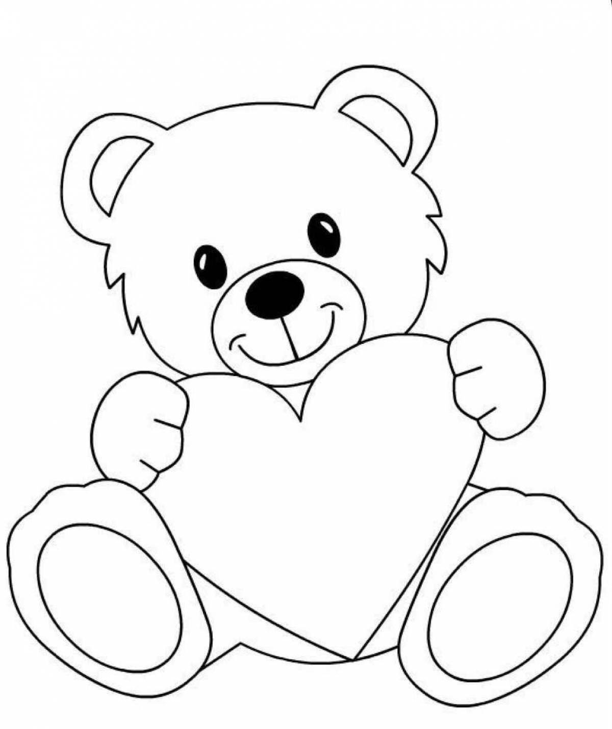 Coloring book cute teddy bear for children 5-6 years old