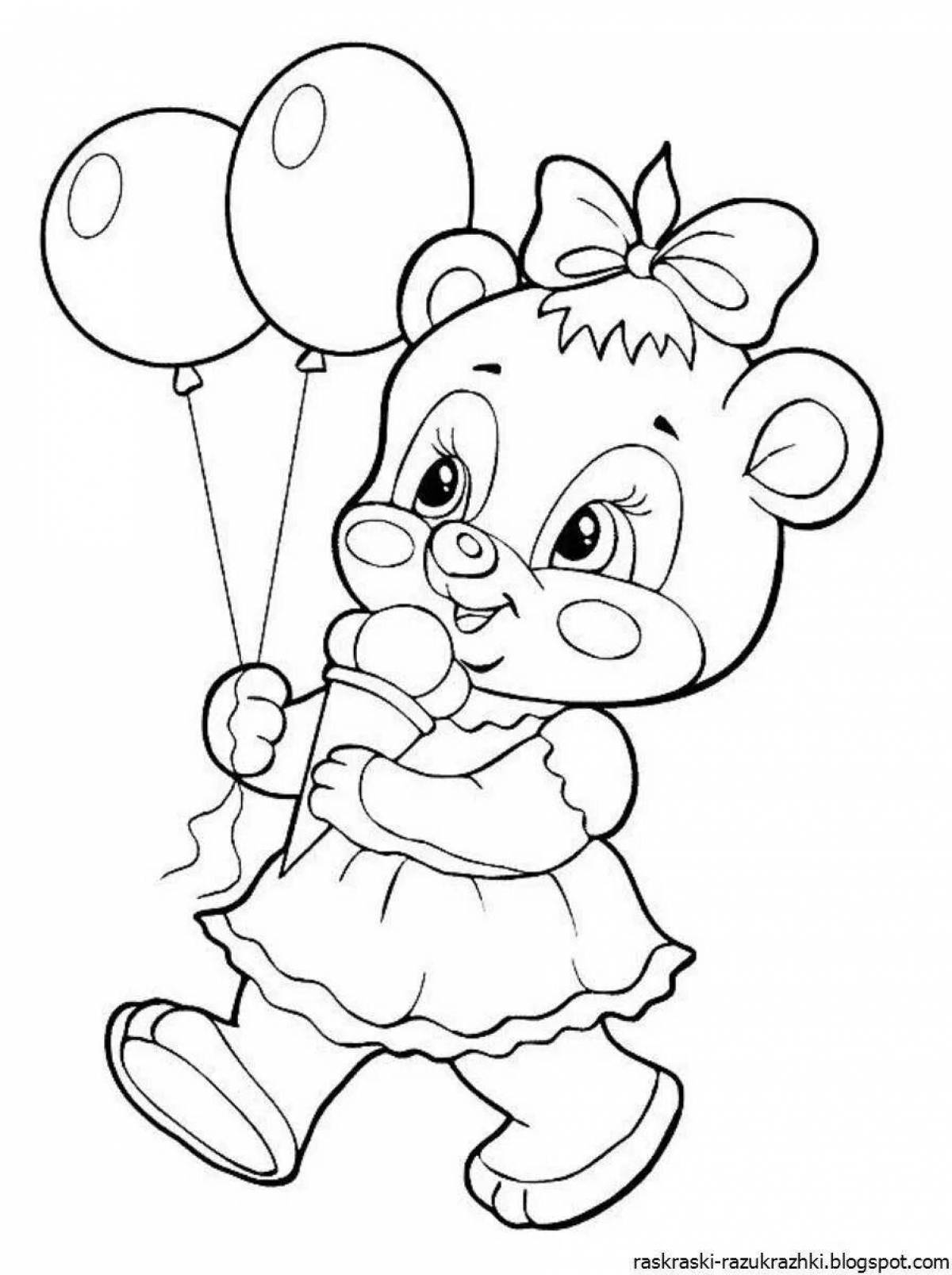 Adorable teddy bear coloring book for 5-6 year olds