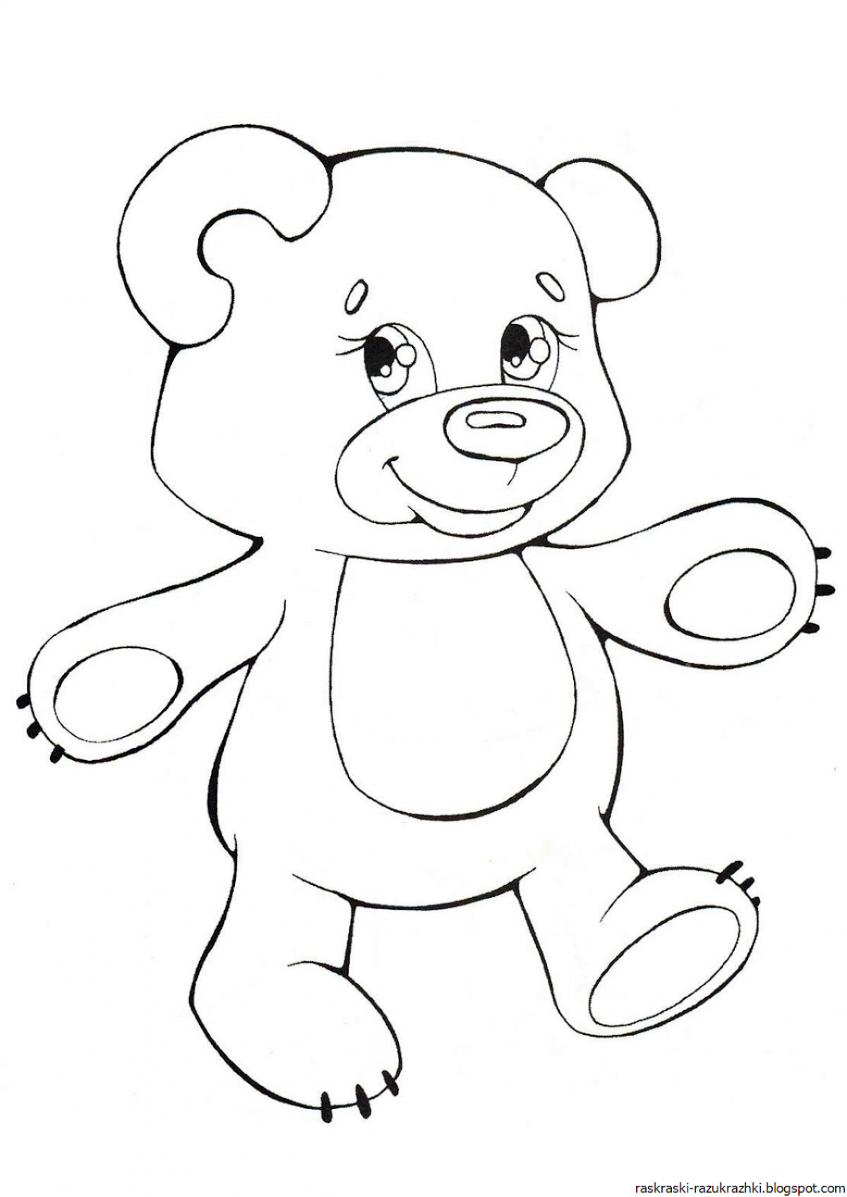 Coloring book cheerful teddy bear for children 5-6 years old