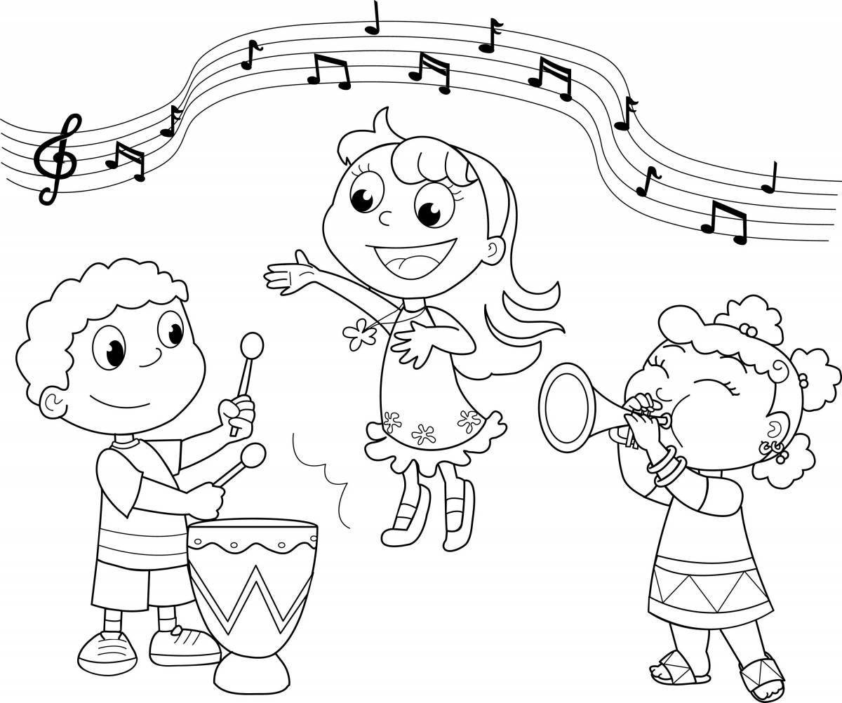 Colorful music coloring book for kids