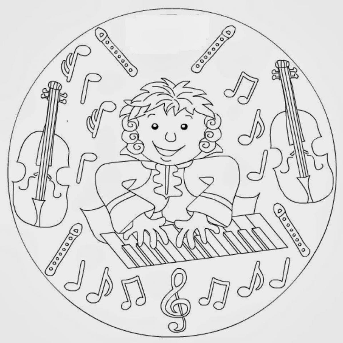 Colorful musical coloring book for music masters