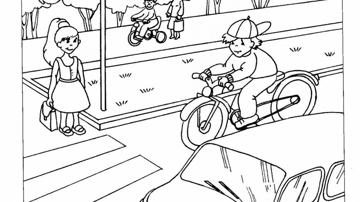 Coloring book traffic rules for preschoolers