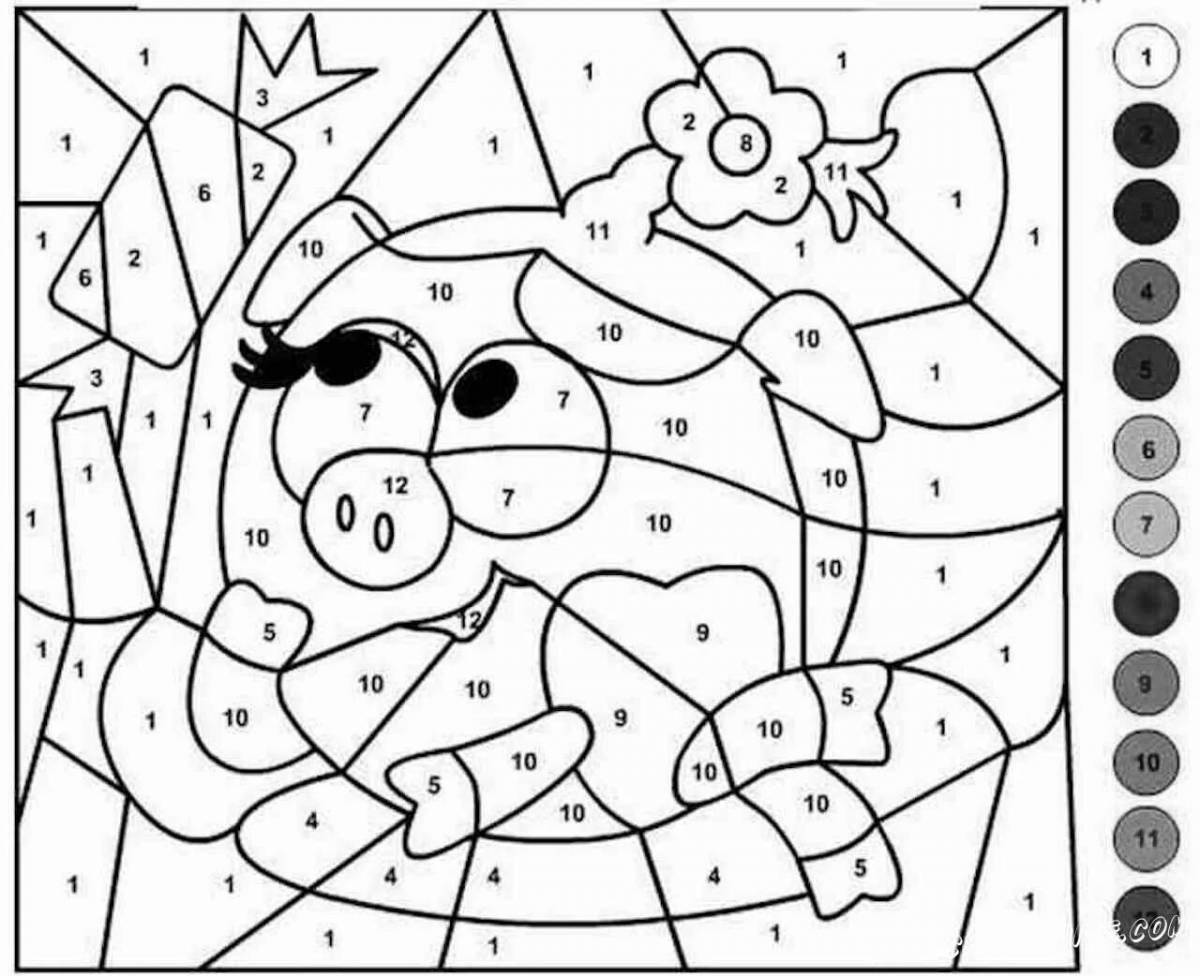 Fun coloring by numbers up to 5 for preschoolers