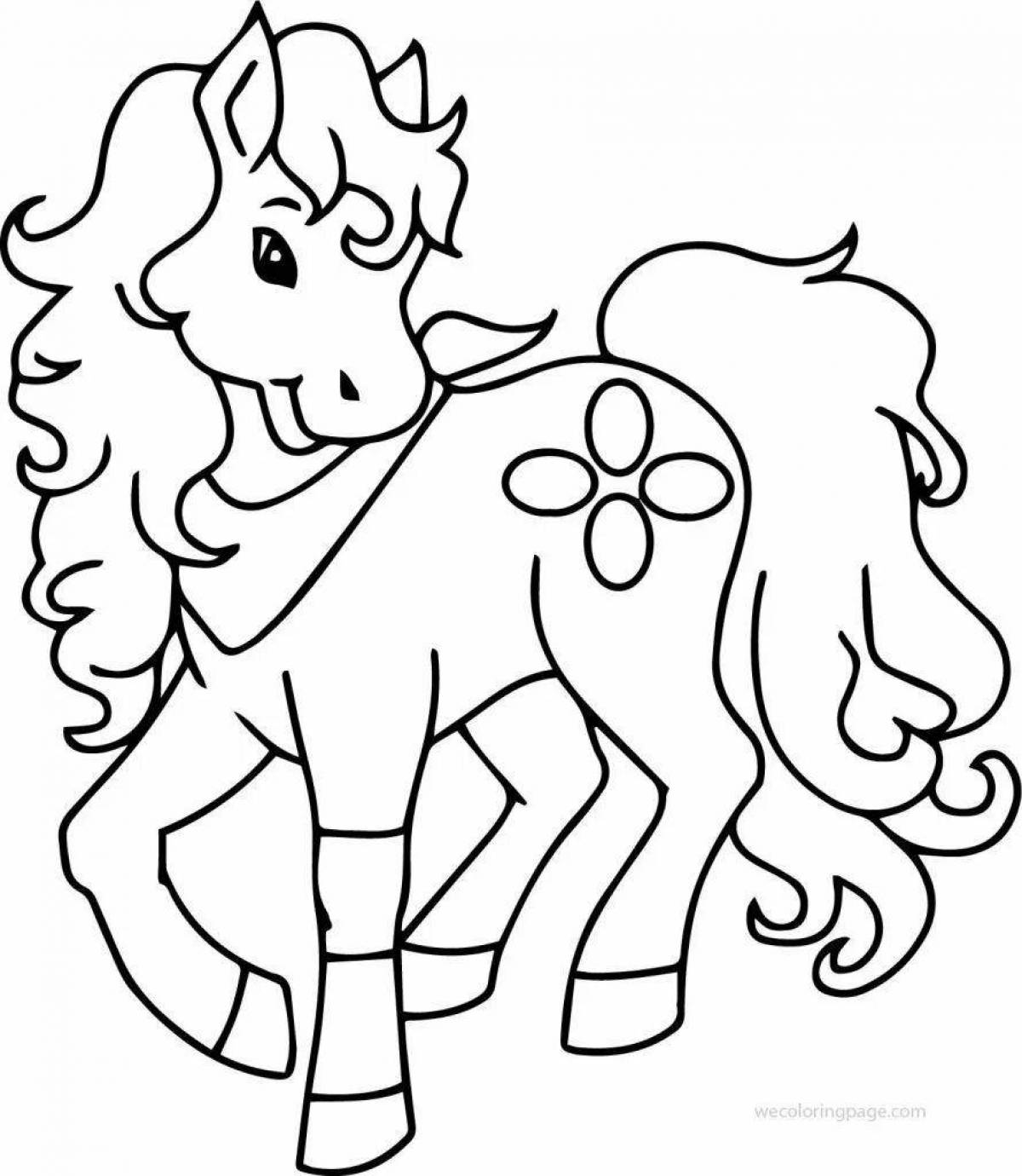 Joyful coloring horse for children 4-5 years old