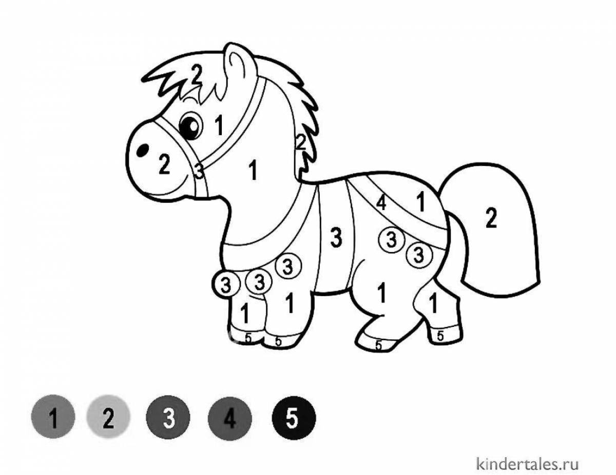 Милая раскраска лошадь для детей 4-5 лет