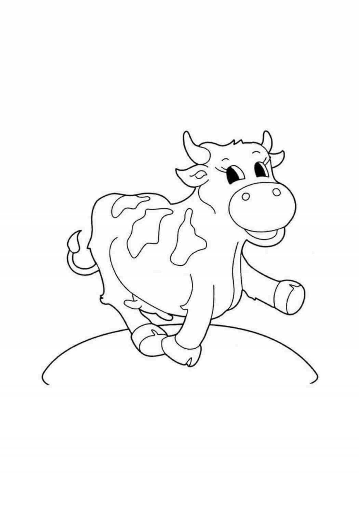 Cow coloring page for kids 5-6 years old