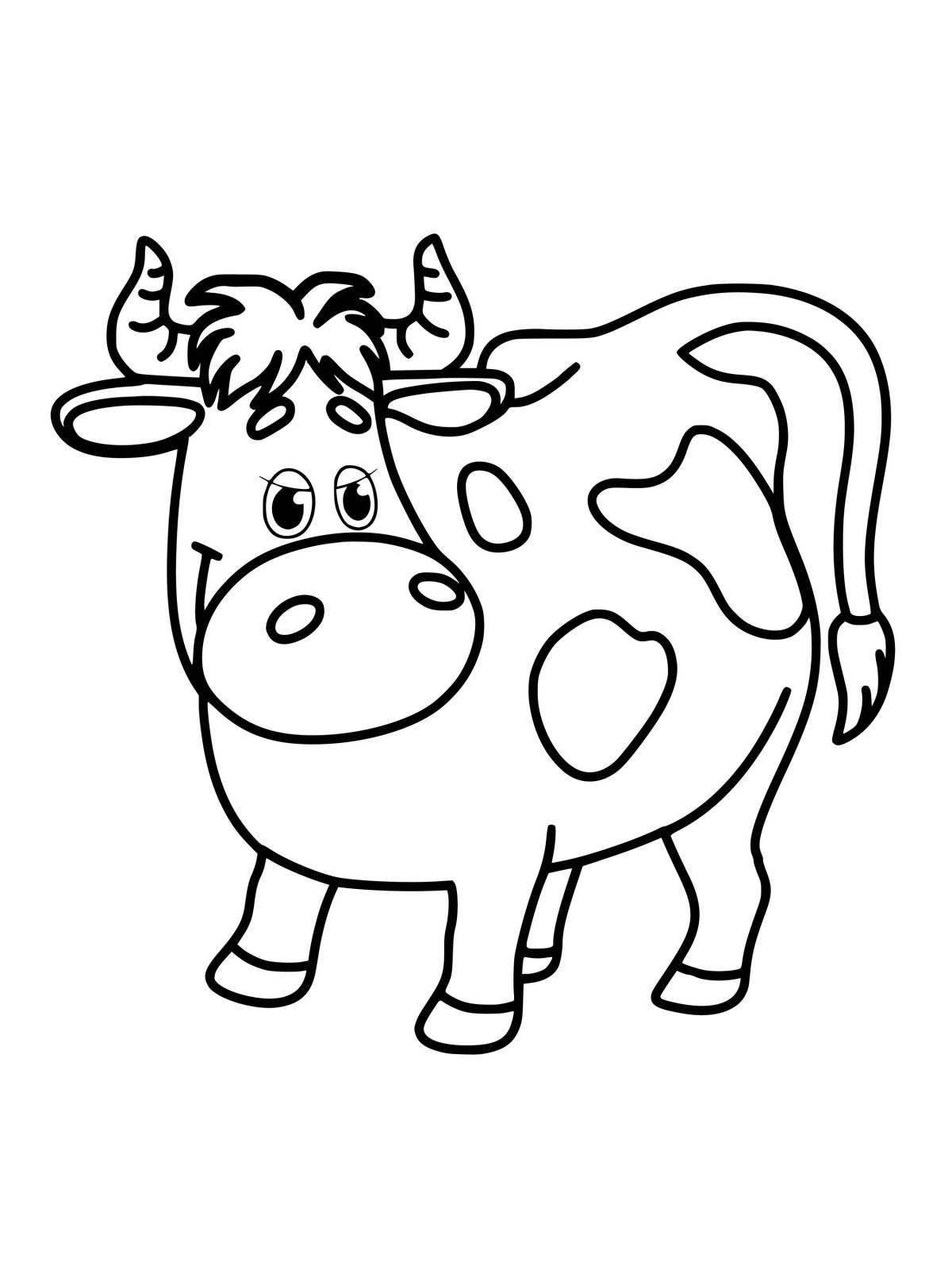 Playful cow coloring book for 5-6 year olds