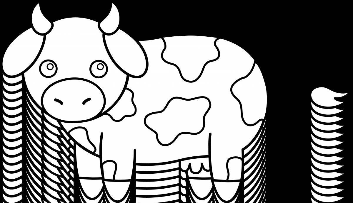 Веселая корова-раскраска для детей 5-6 лет