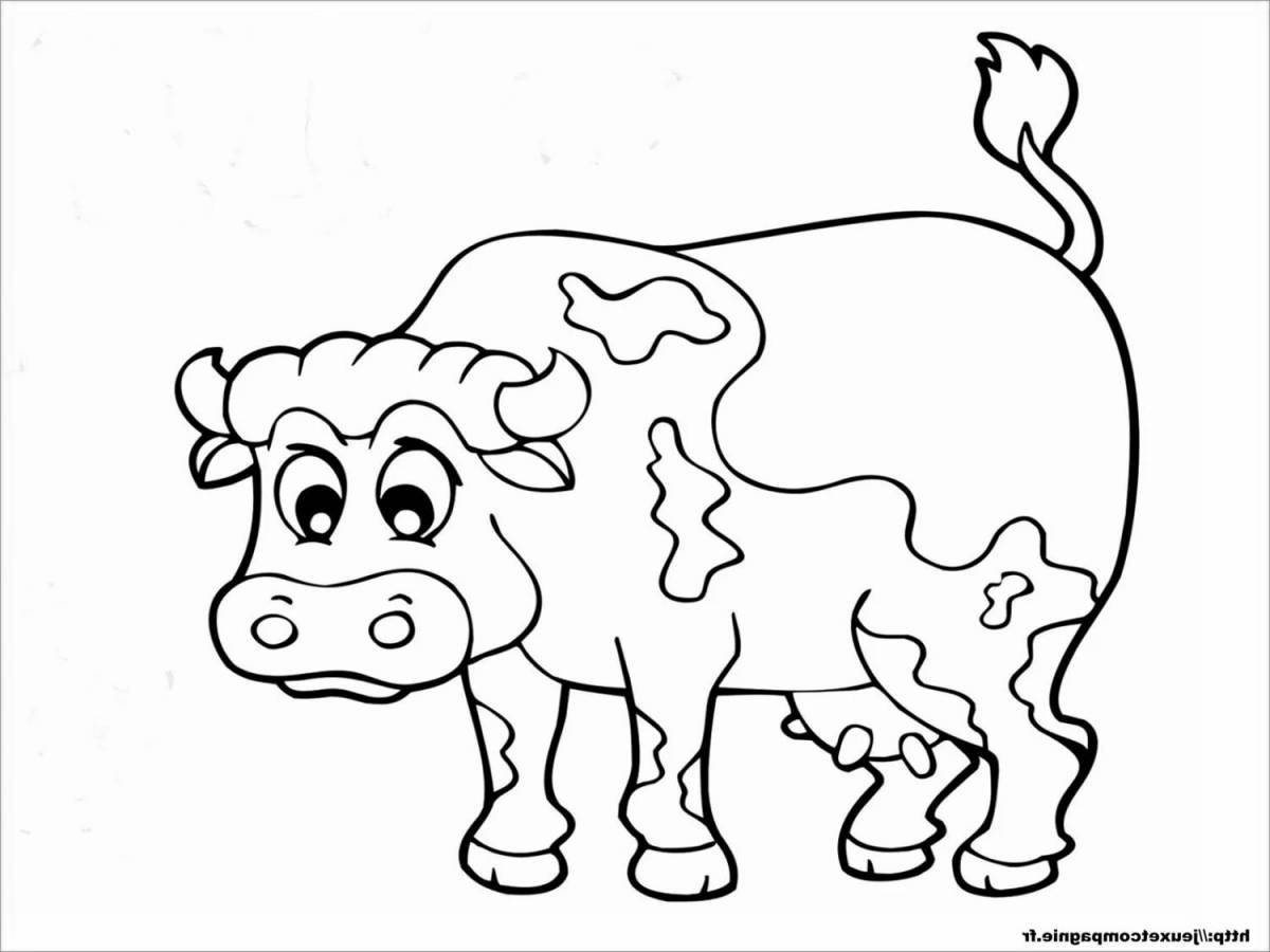 Милая коровка-раскраска для детей 5-6 лет