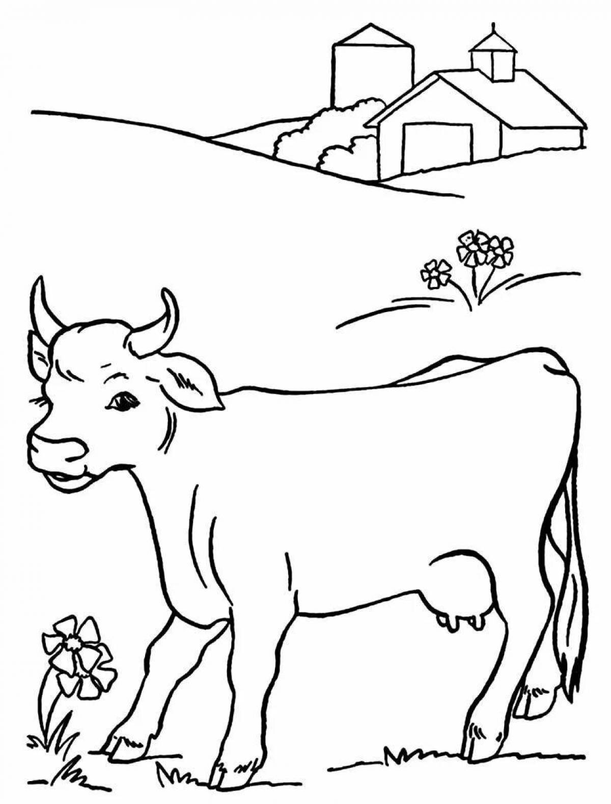 Чудесная корова-раскраска для детей 5-6 лет