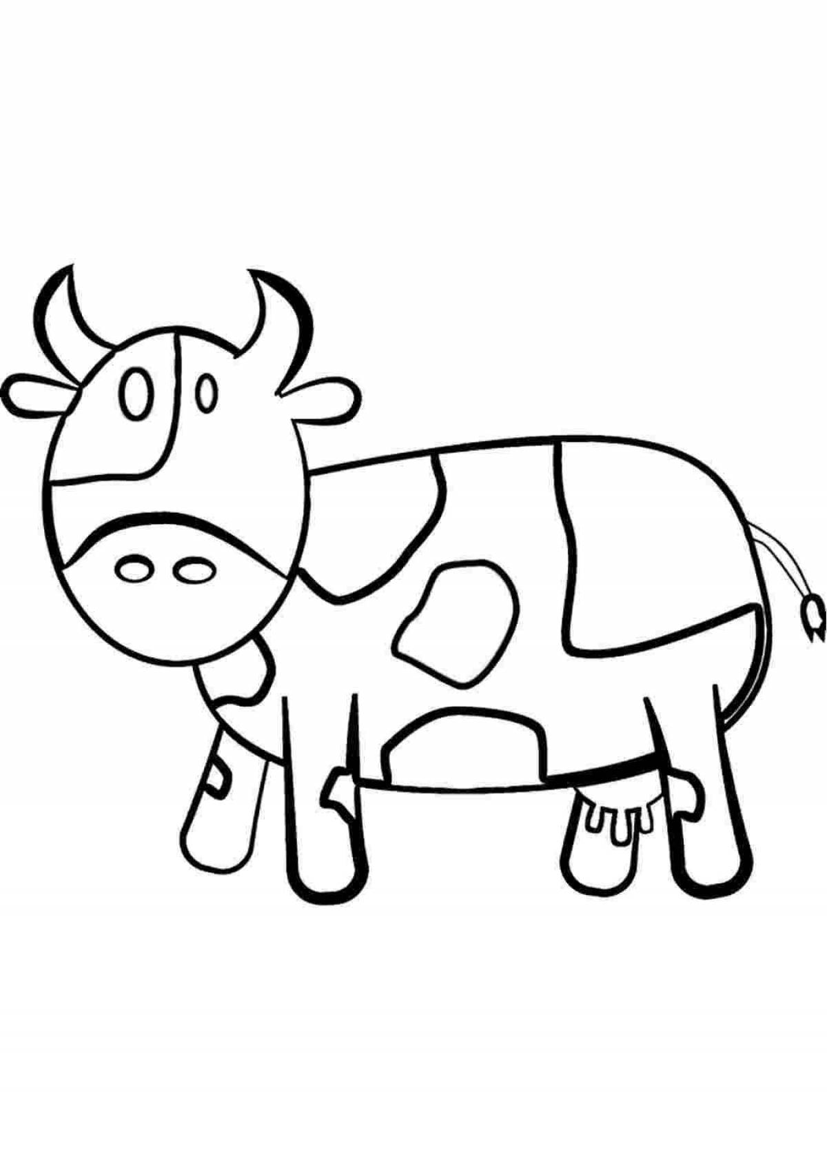 Coloring page gorgeous cow for children 5-6 years old