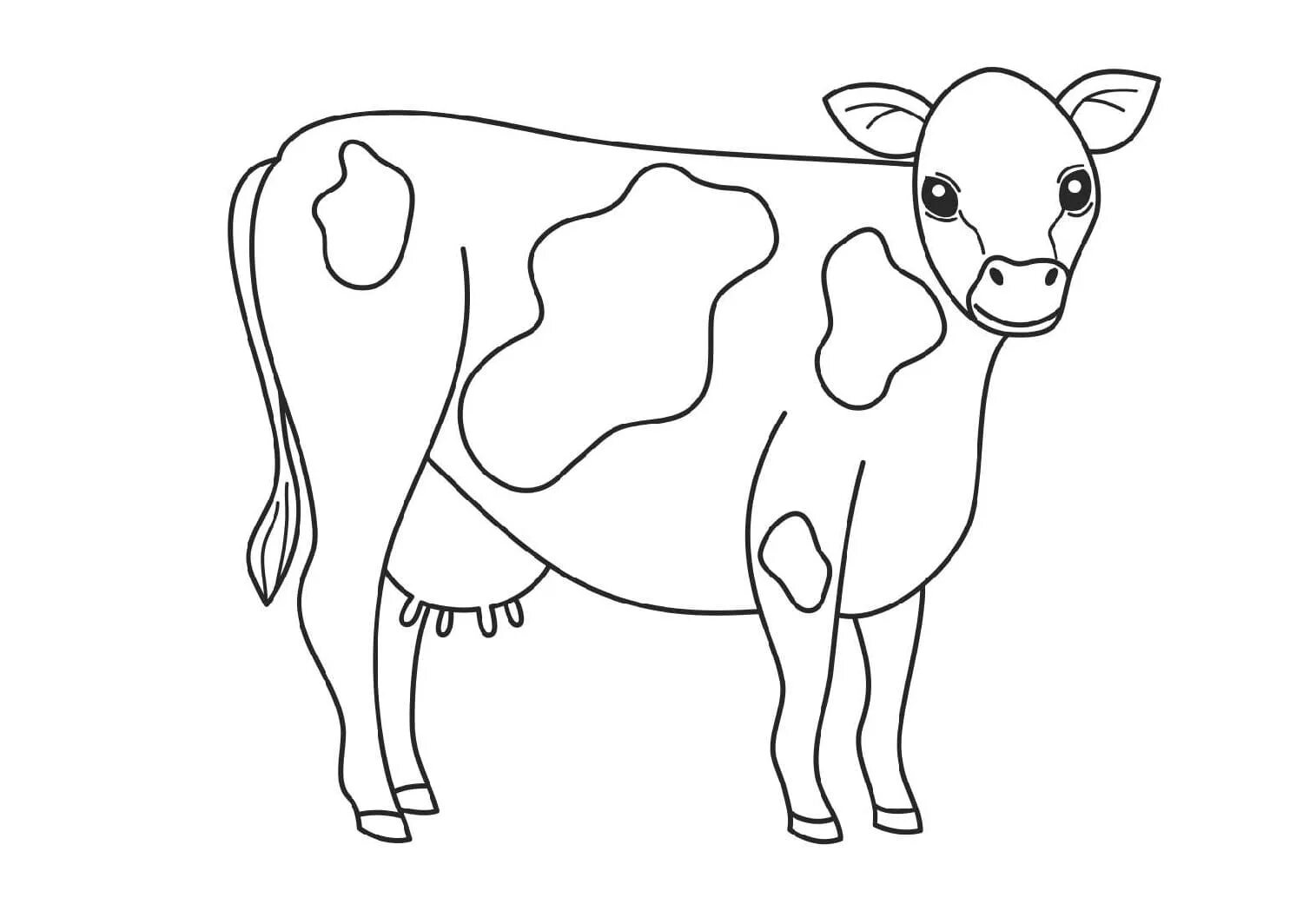Раскраска смешная корова для детей 5-6 лет