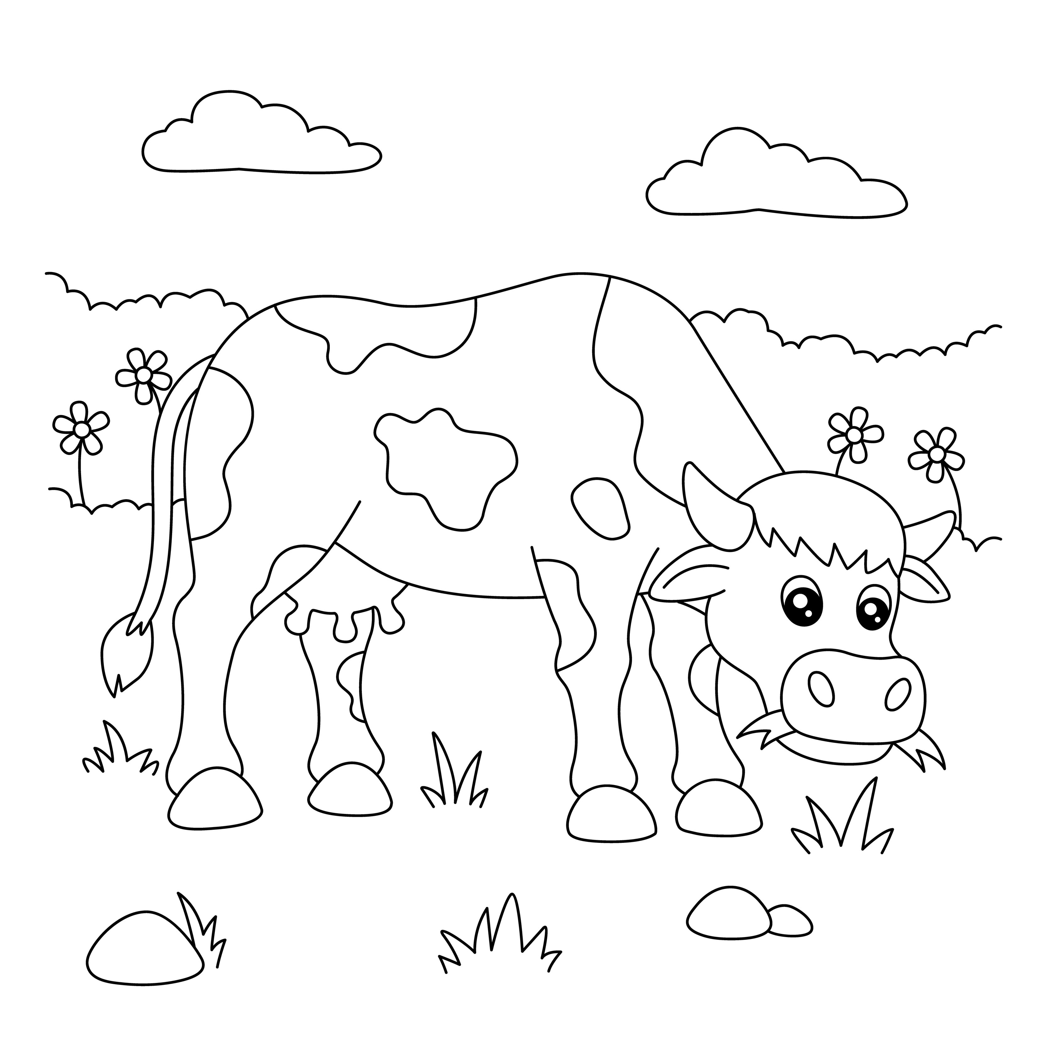 Glamorous cow coloring book for children 5-6 years old
