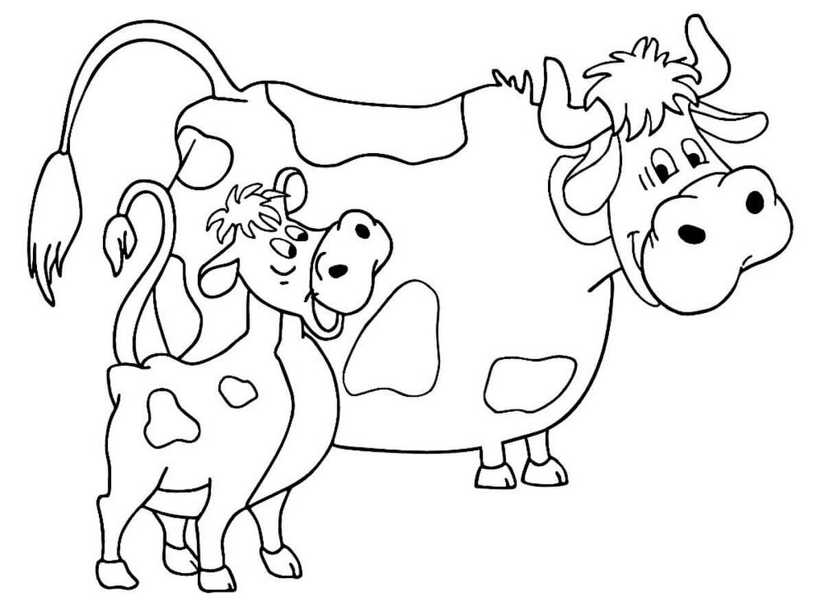Раскраска веселая корова для детей 5-6 лет