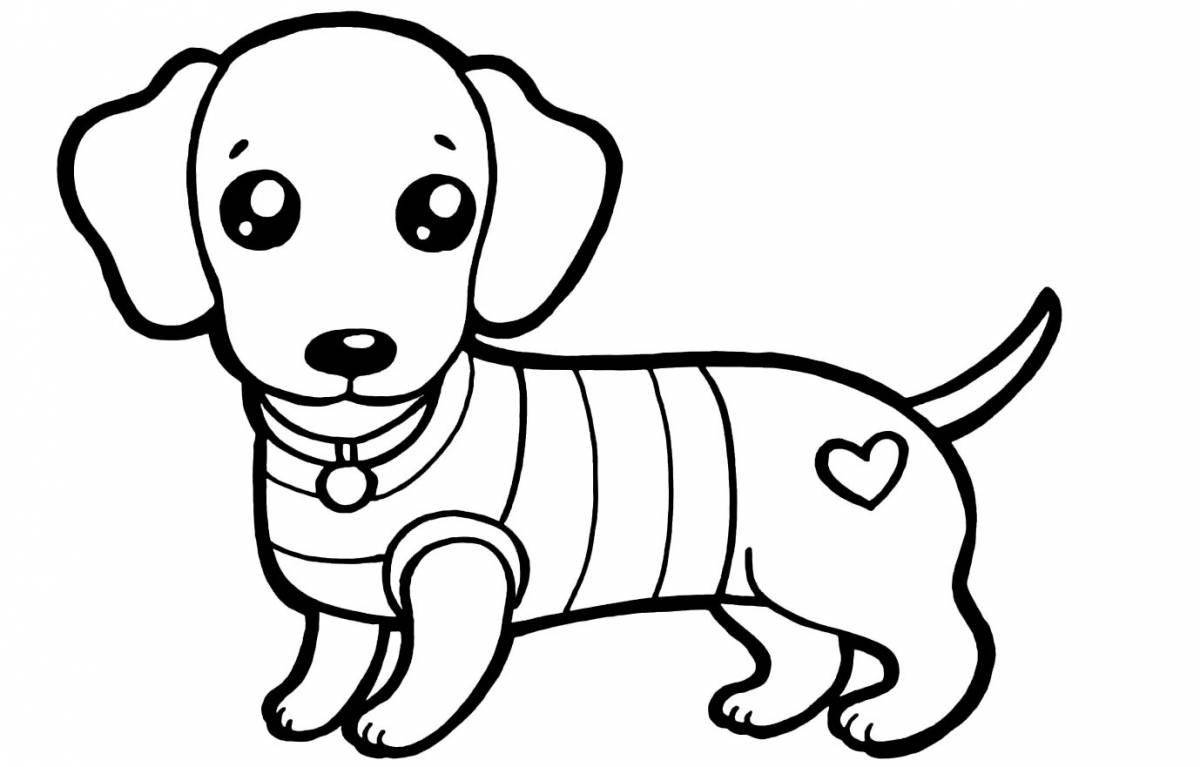 Fun coloring dog for children 4-5 years old