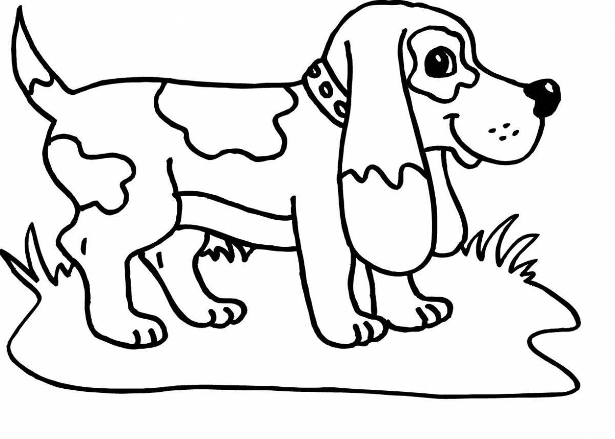 Дружелюбная раскраска собака для детей 4-5 лет