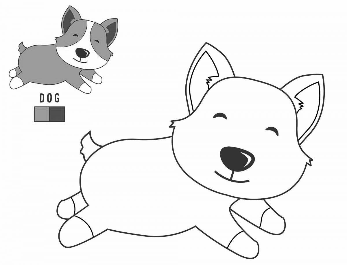 Live coloring dog for children 4-5 years old