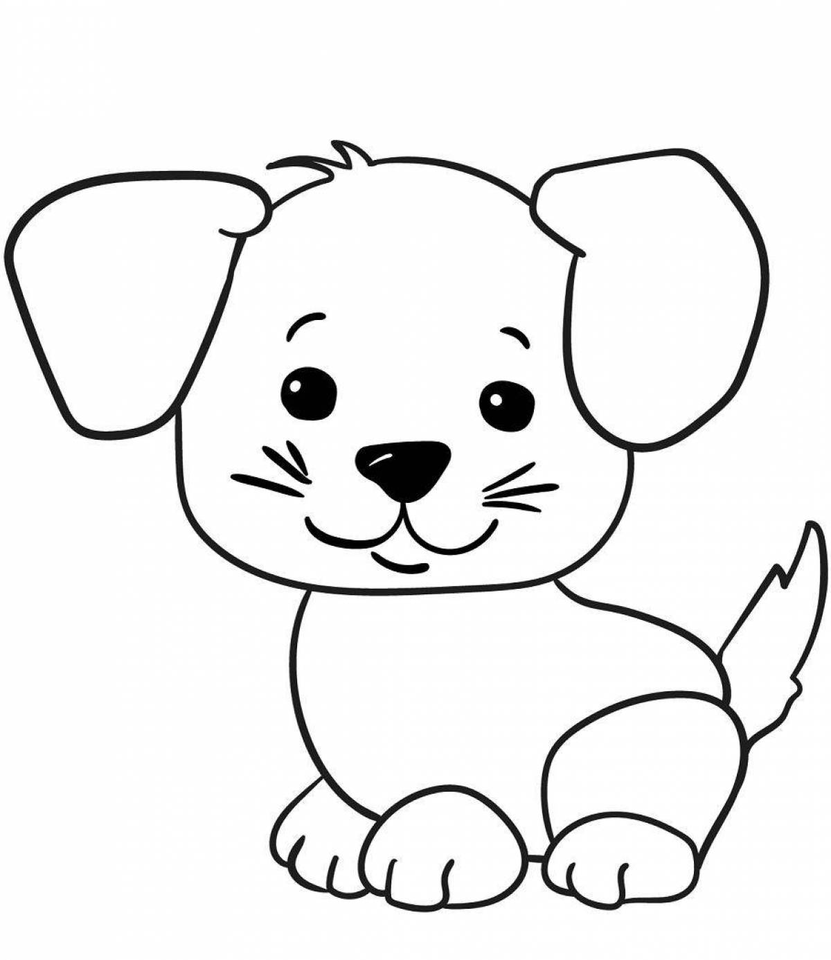 Smiling dog coloring book for children 4-5 years old