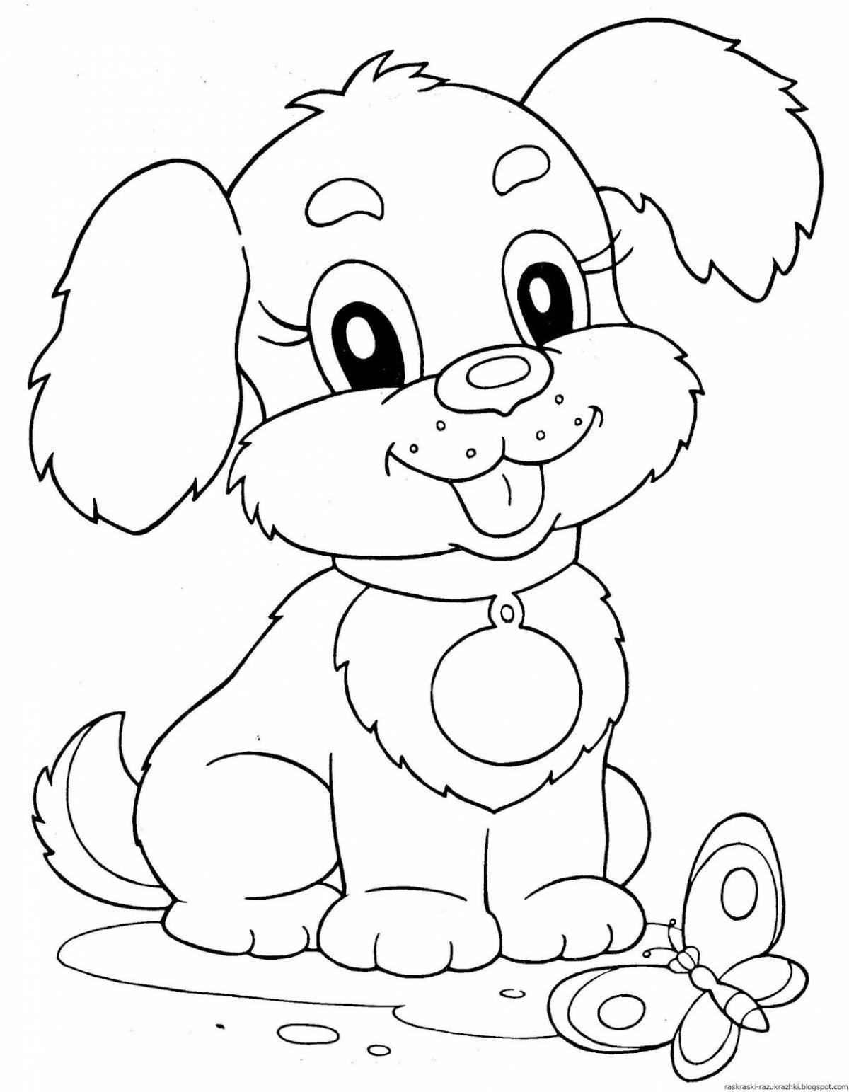 Brave coloring dog for children 4-5 years old