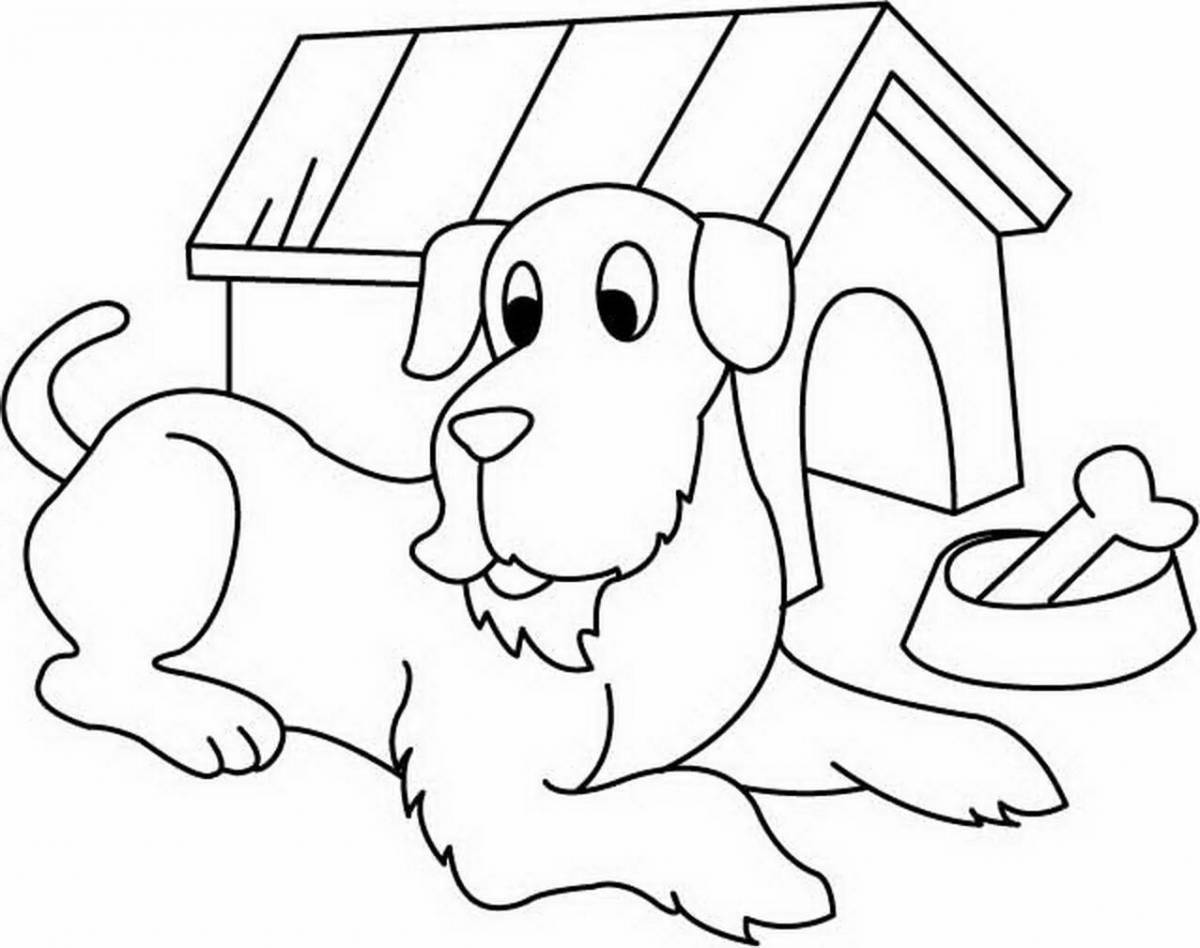 Energetic dog coloring book for children 4-5 years old