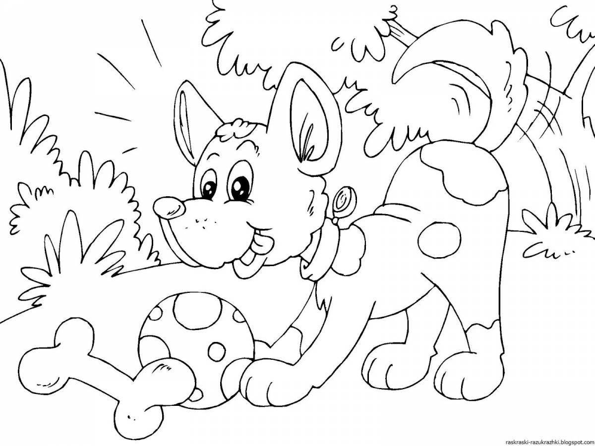 Witty dog ​​coloring book for kids 4-5 years old