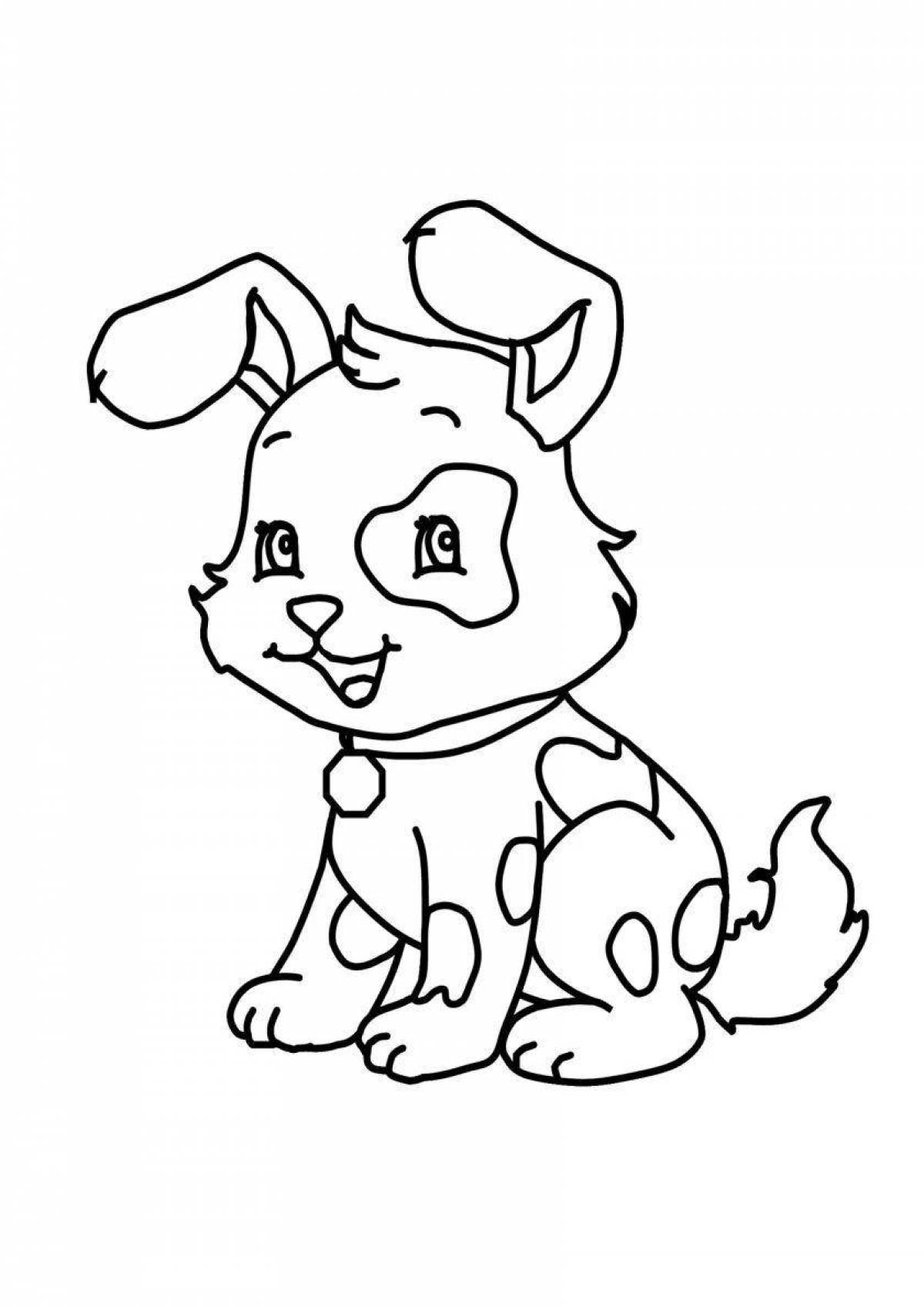 Fun coloring dog for children 4-5 years old