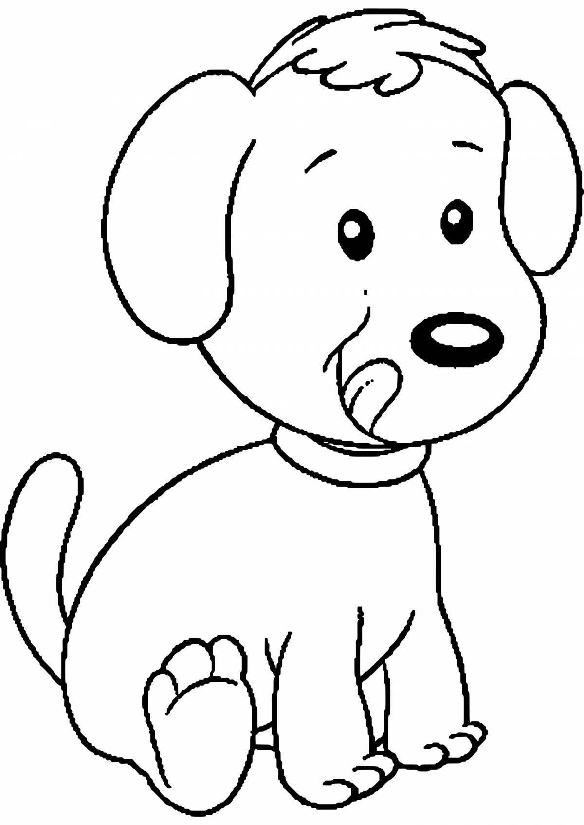 Развлекательная раскраска собака для детей 4-5 лет
