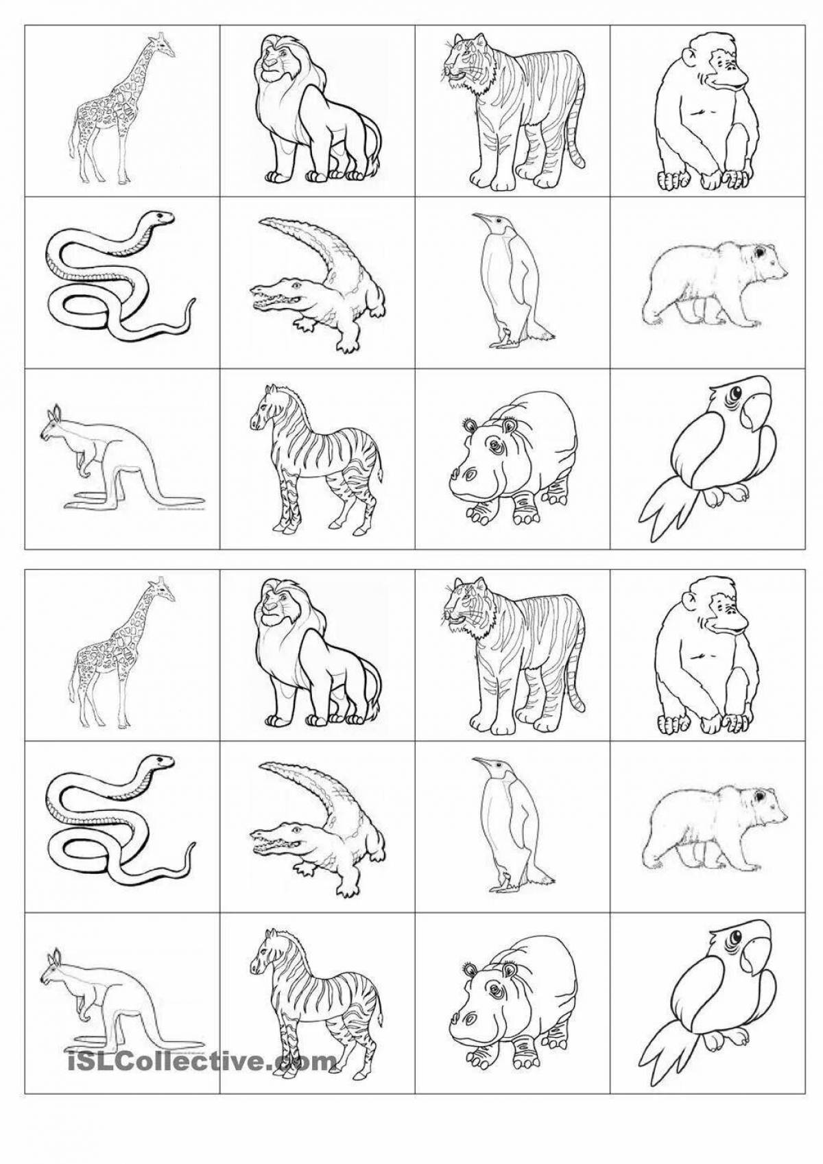 Fun coloring book for preschoolers with wild animals