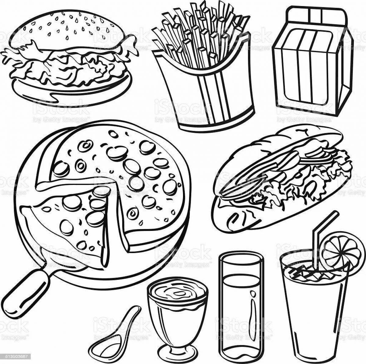 Coloring appetizing junk foods