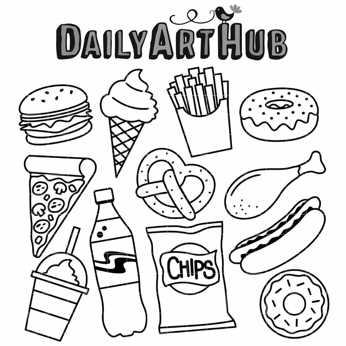 Tempting coloring page of useful products