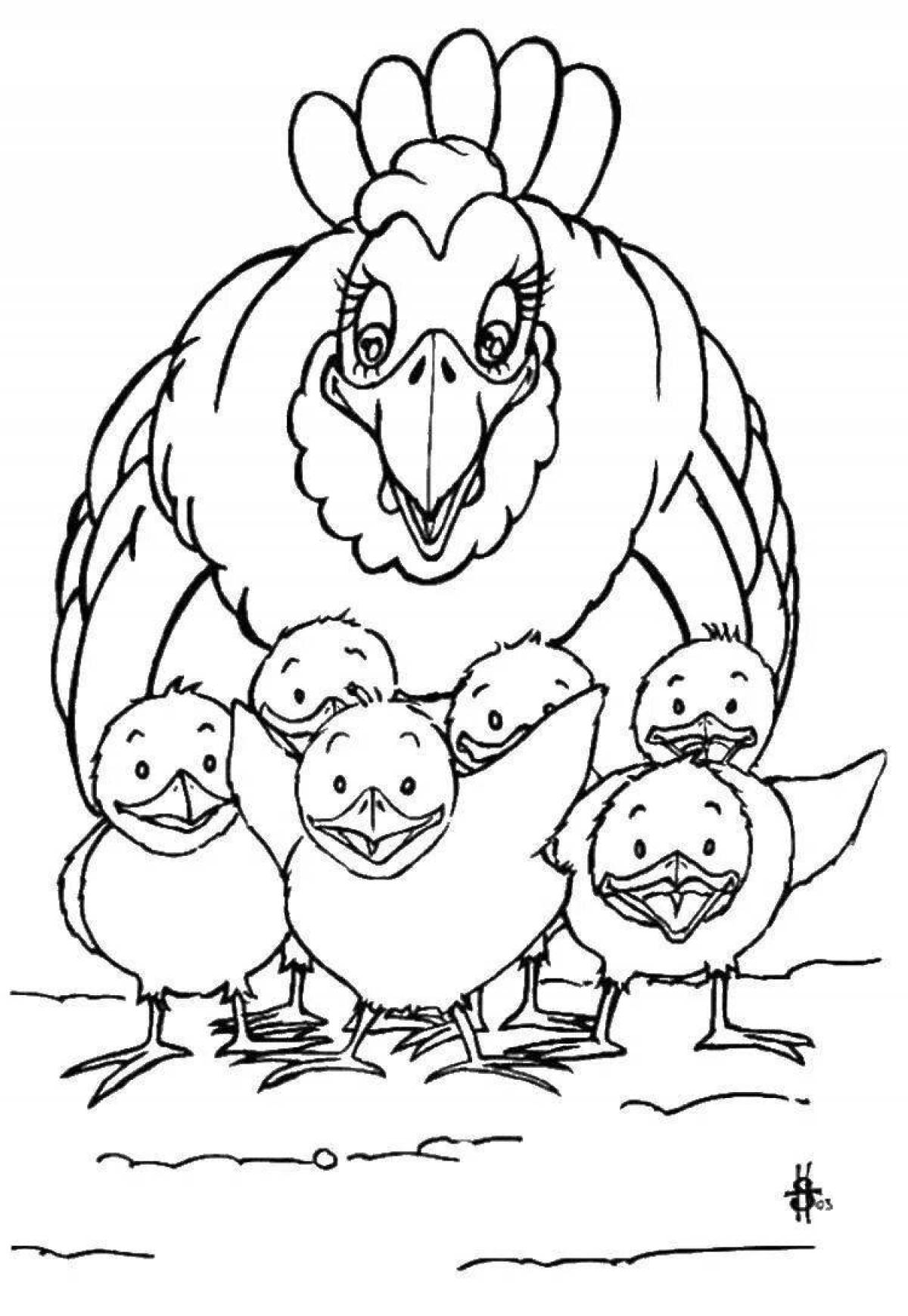 Cute chicken coloring pages for kids