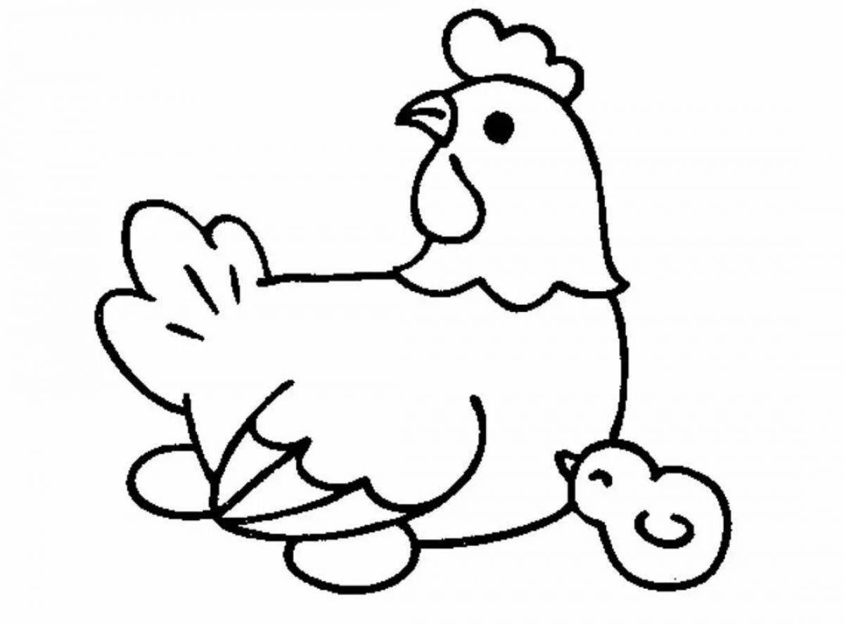 Fancy chicken coloring for kids