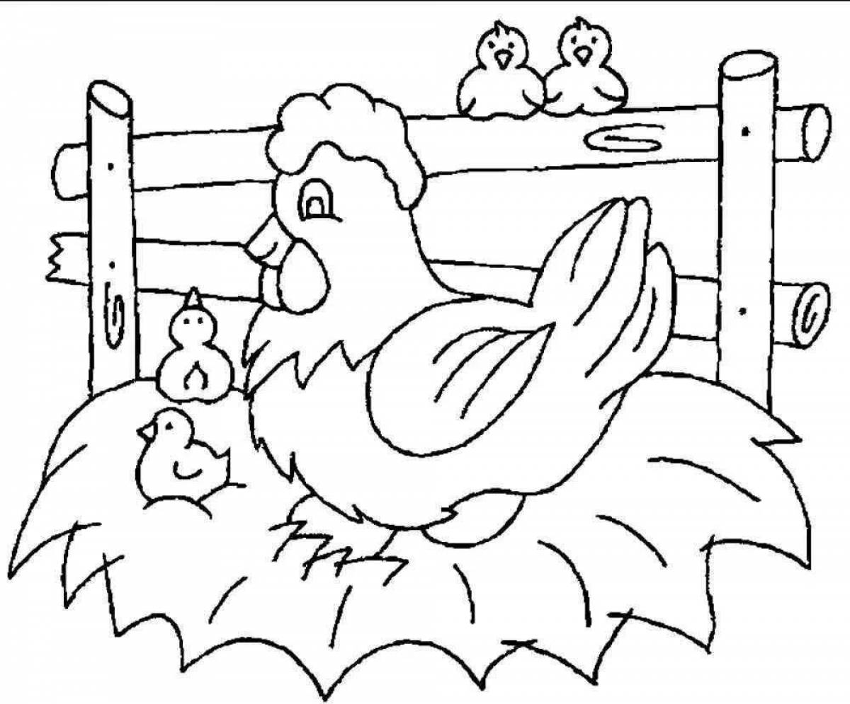 Rough Chicken Coloring Page for Kids