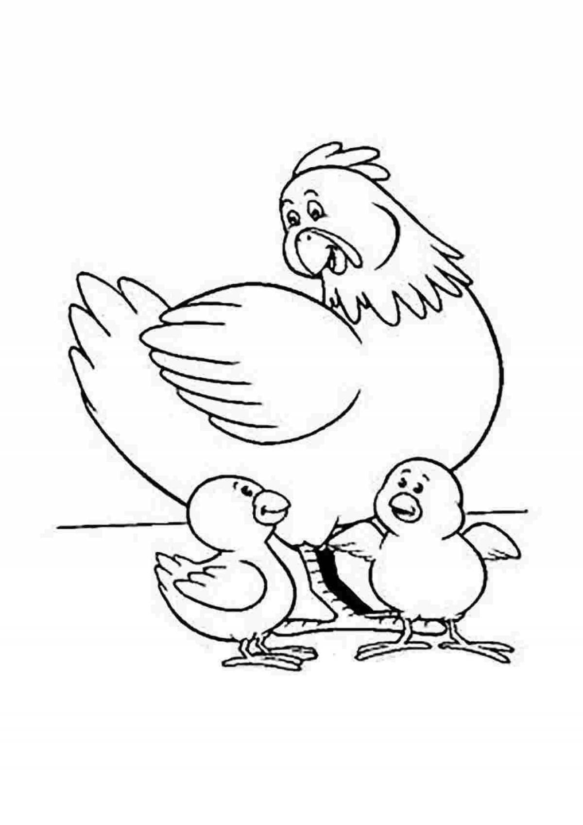 Раскраска Курица и цыплята