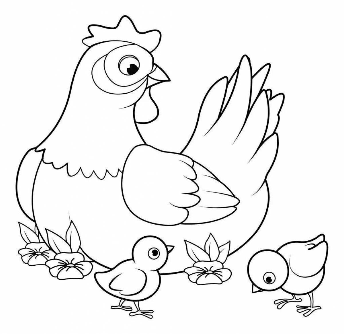 Adorable chicken coloring pages for kids
