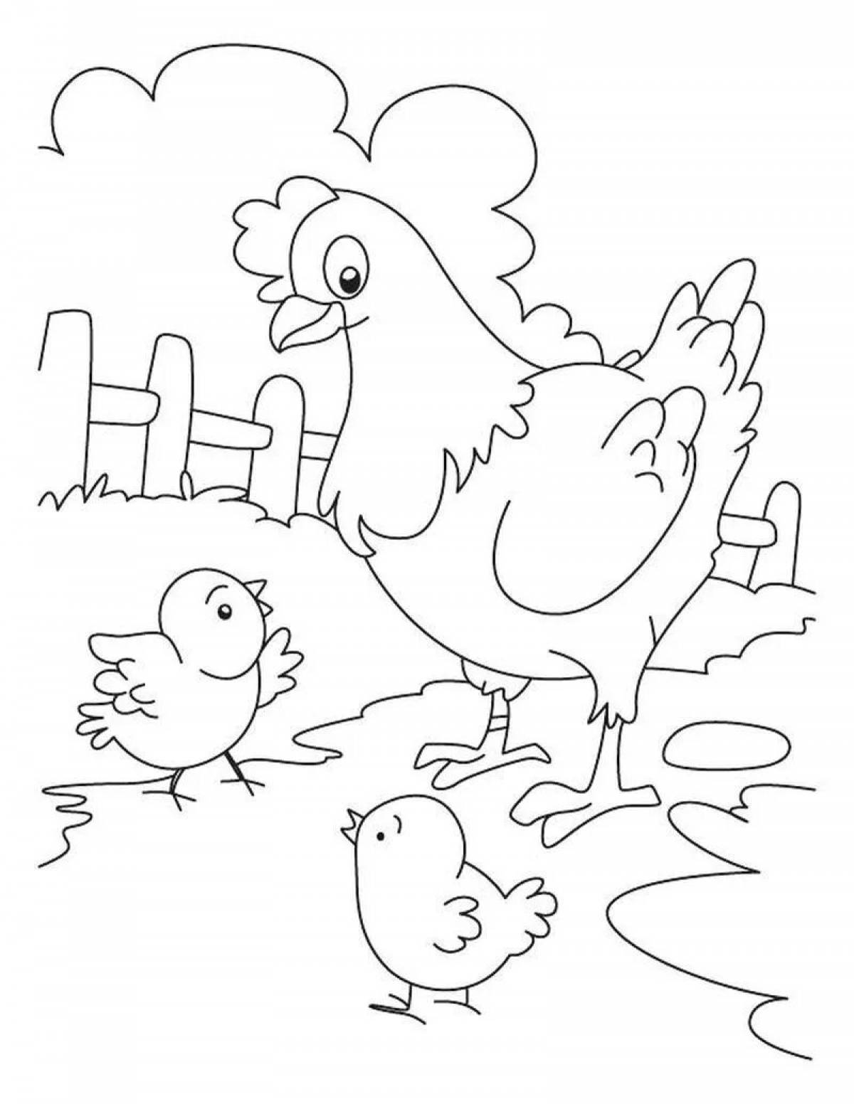 Rampant chickens coloring pages for kids