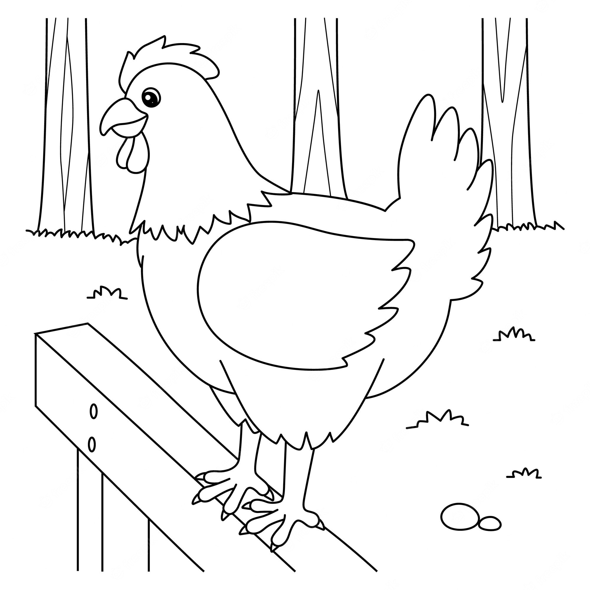 Раскраска Курица и цыплята, скачать и распечатать раскраску раздела Животные и их детеныши