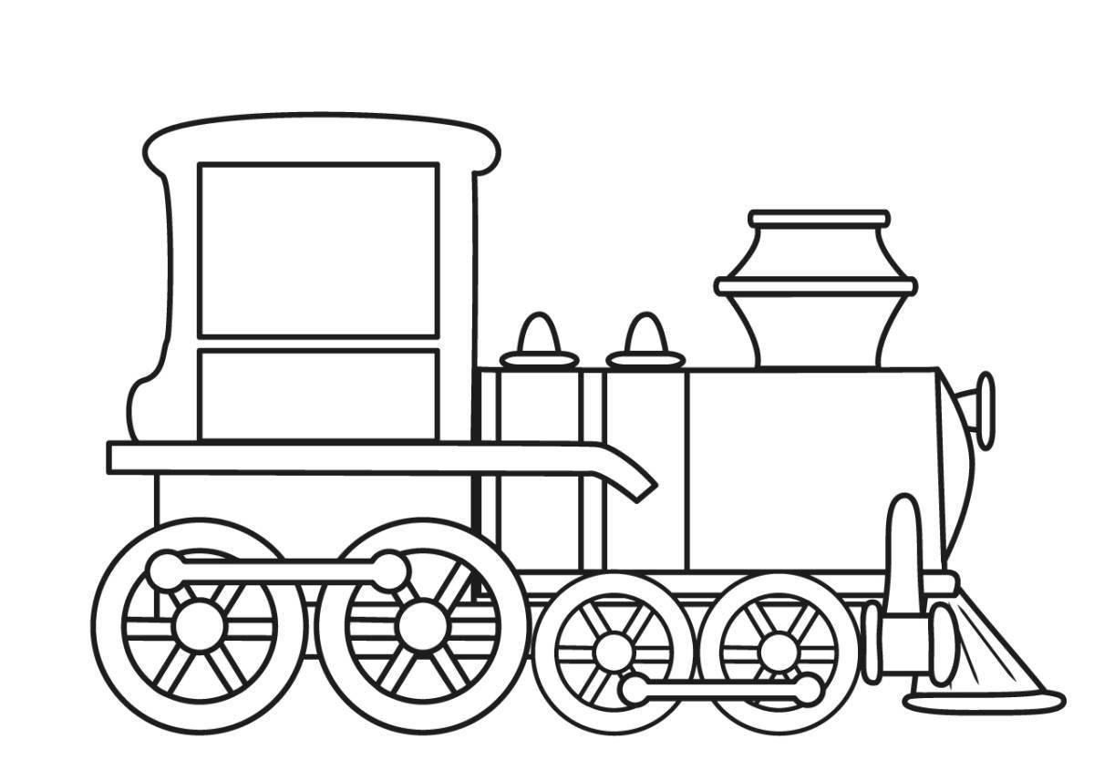 Colorful train coloring book for 2-3 year olds