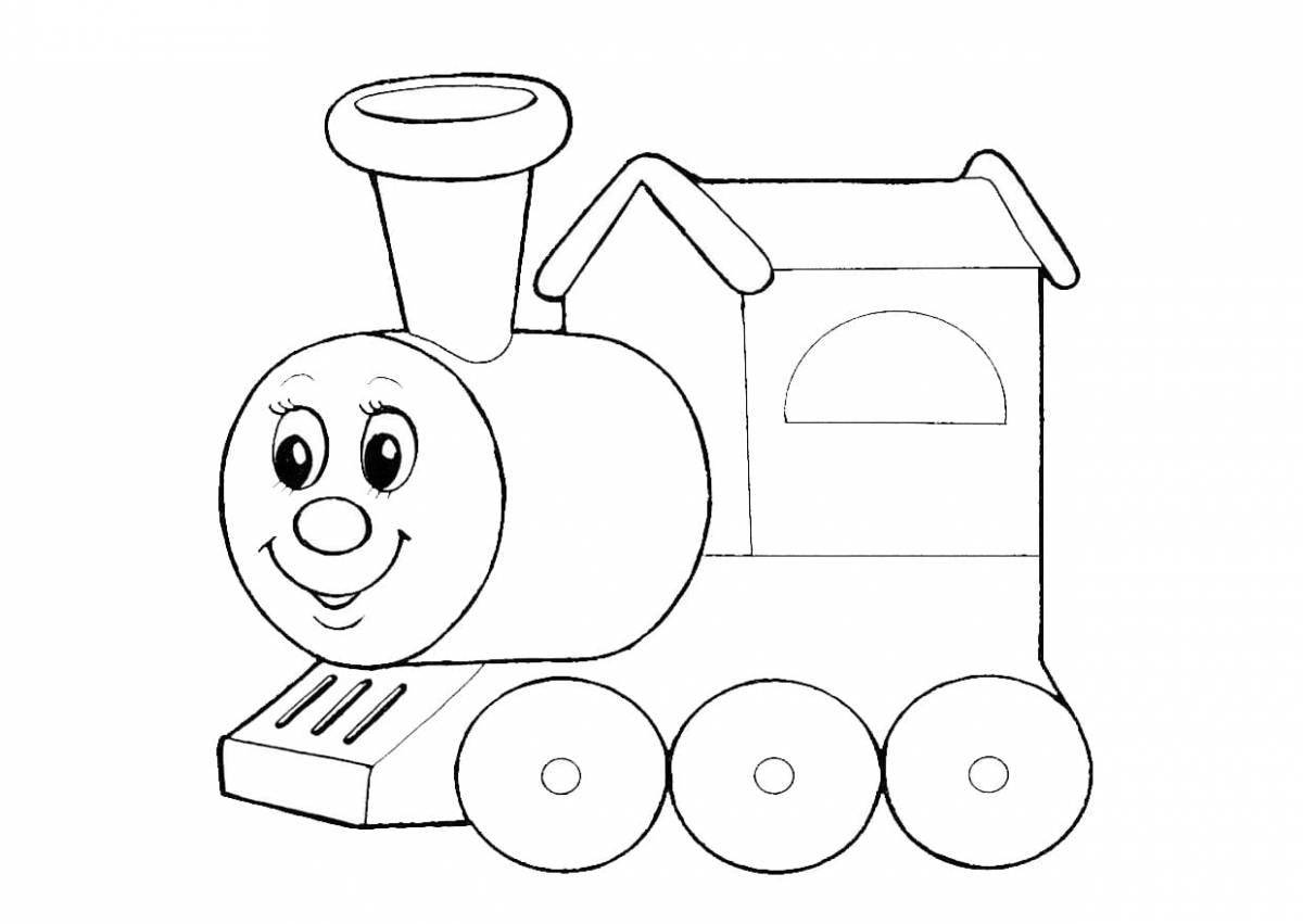 Яркая раскраска поезда для детей 2-3 лет