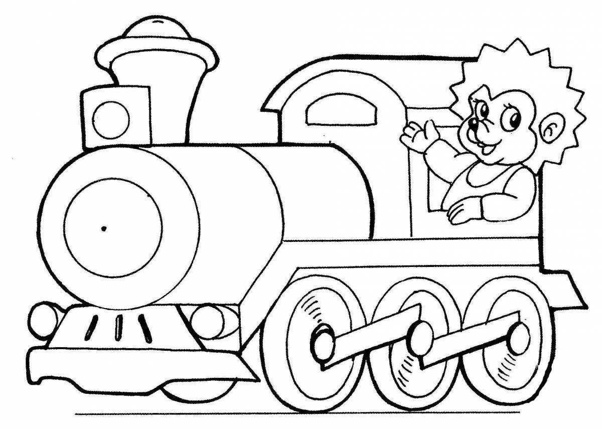 Веселая раскраска поезда для малышей 2-3 лет