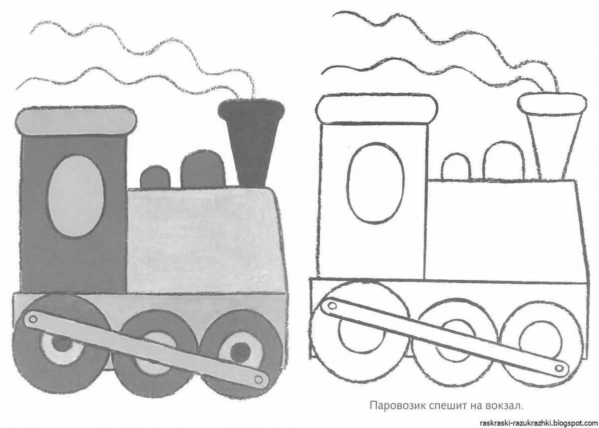 Раскраска светлый поезд для дошкольников 2-3 лет