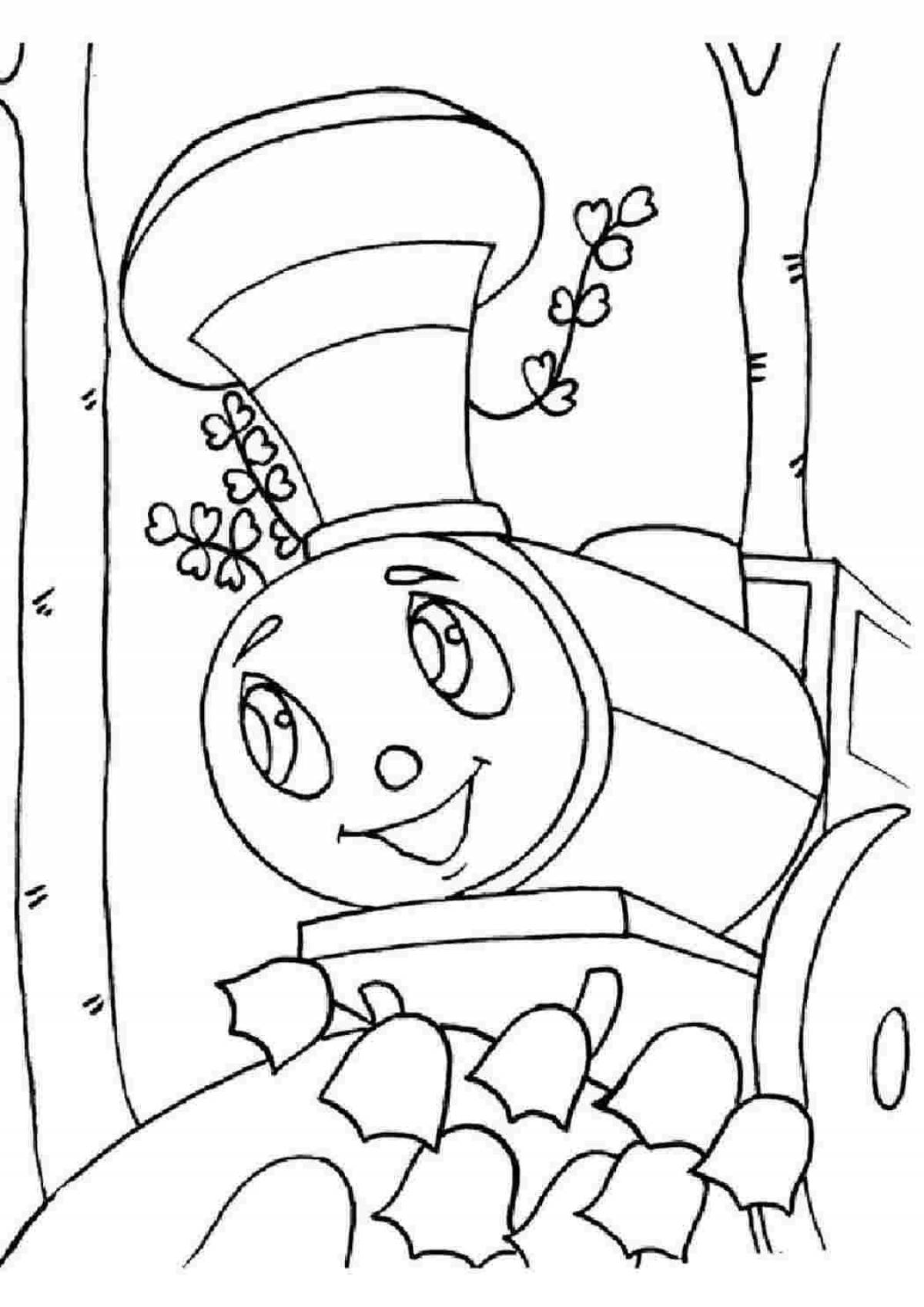 Раскраска очаровательный поезд для малышей 2-3 лет