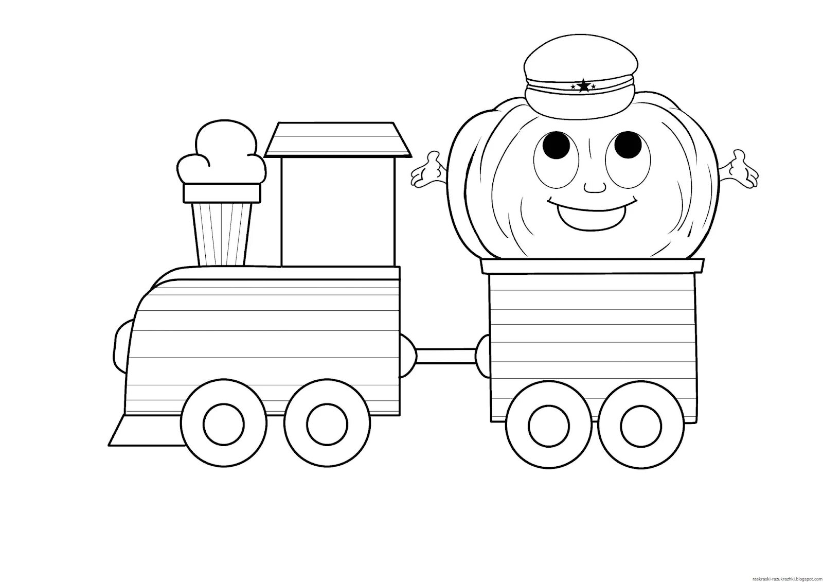 Красочный поезд раскраски для малышей 2-3 лет