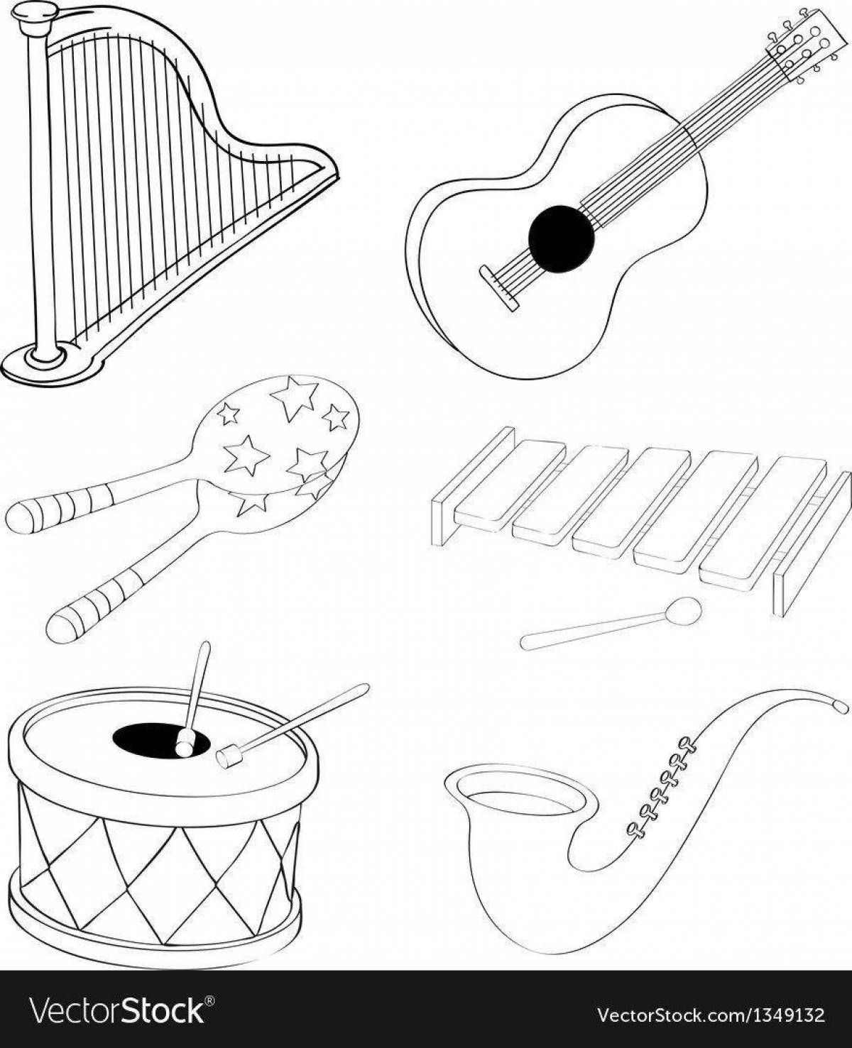 Fun coloring pages with Russian folk instruments for kids