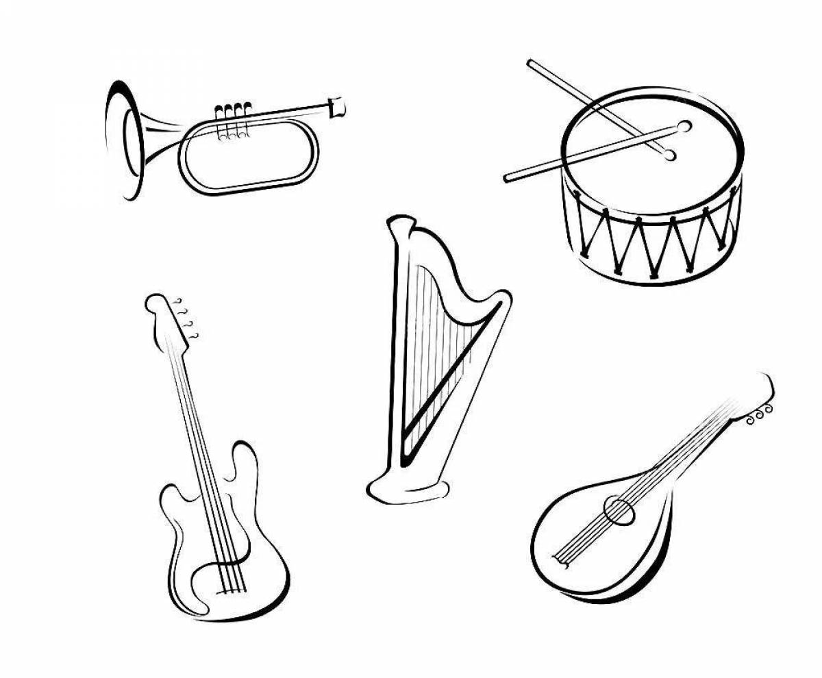 Creative Russian folk instruments coloring book for kids