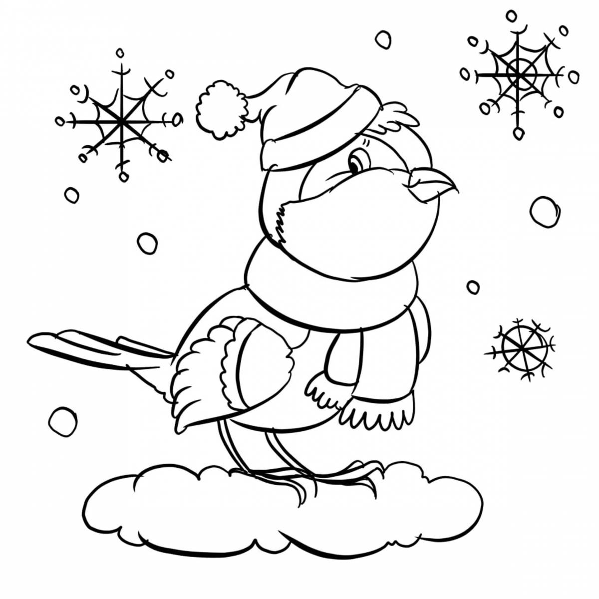 Adorable winter birds coloring book for 3-4 year olds