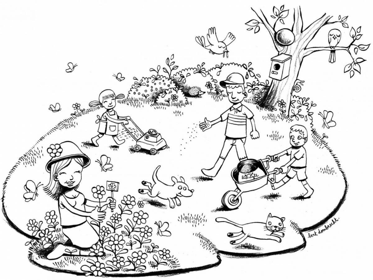 Caring for Nature Joyful Eco Coloring Page