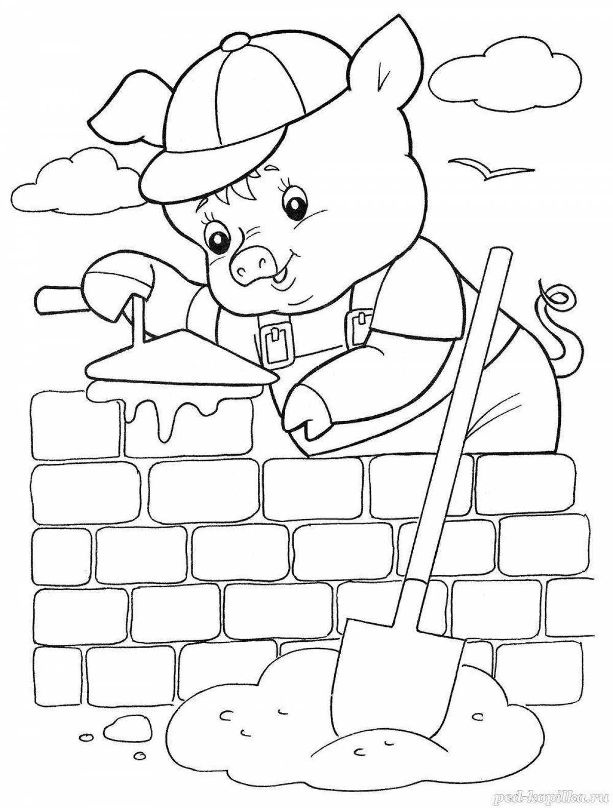 Amazing coloring pages 3 little pigs for kids