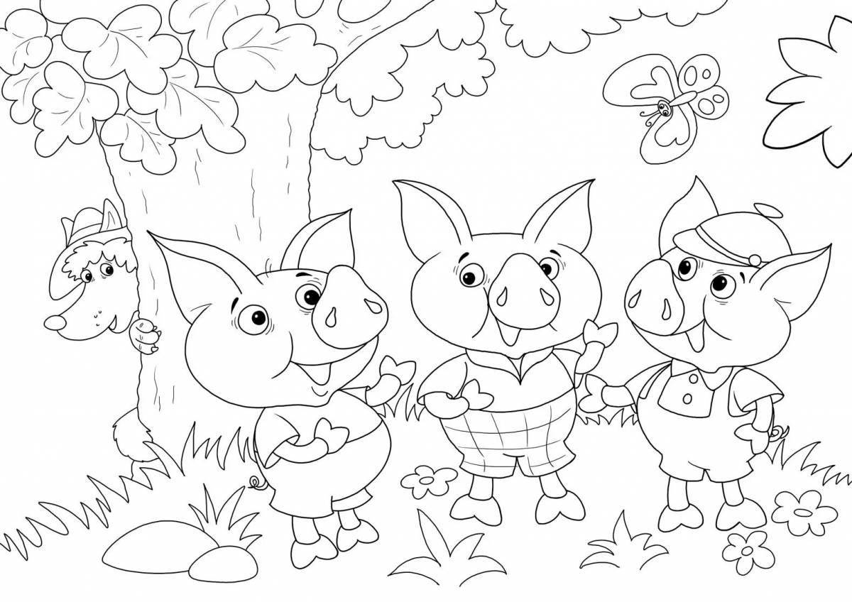 Magic coloring 3 little pigs for kids